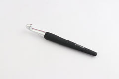 Silver Aluminium Single Ended Crochet Hook with black soft feel Handle 12.00 mm