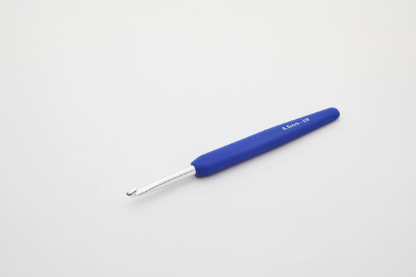 Waves Aluminium Single Ended Crochet Hooks with colorful soft feel handle 5.50mm (I) Cobalt Dream