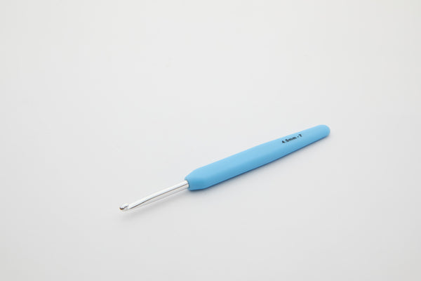 Waves Aluminium Single Ended Crochet Hooks with colorful soft feel handle 4.50mm (7) Sky Blue