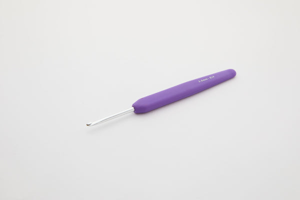 Waves Aluminium Single Ended Crochet Hooks with colorful soft feel handle 3.50mm (E) Lilac Dream
