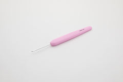 Waves Aluminium Single Ended Crochet Hooks with colorful soft feel handle  2.25mm (B) Rose Pink
