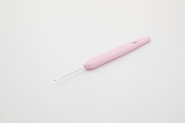 Waves Aluminium Single Ended Crochet Hooks with colorful soft feel handle 2.00mm Cotton Candy