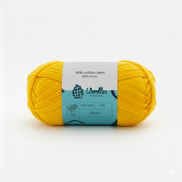 Milk Cotton Yarn 5PLY by Wollen House - Bright yellow 4531