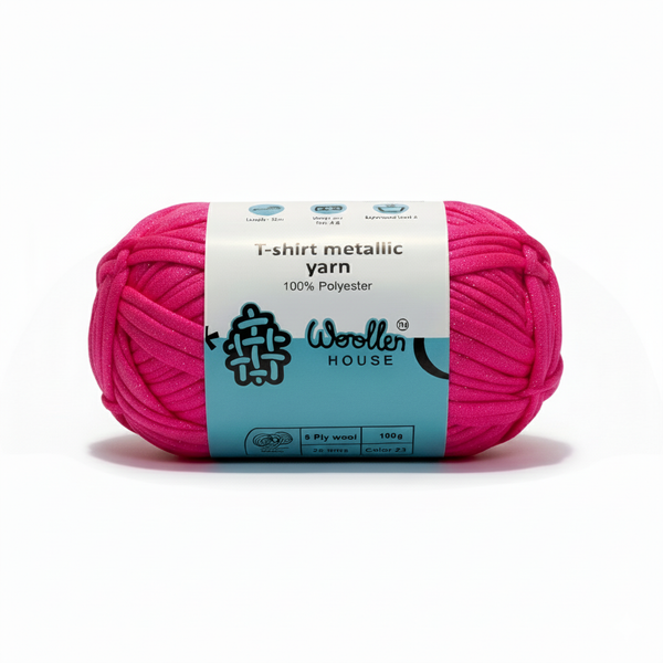 Metalic T-Shirt Yarn 6PLY by WoollenHouse - Rani PInk 5203