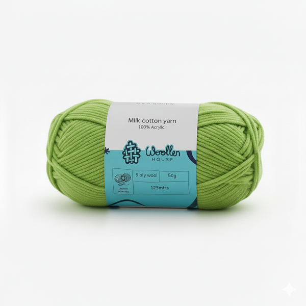 Milk Cotton Yarn 5PLY by Wollen House - Apple Green - 4532