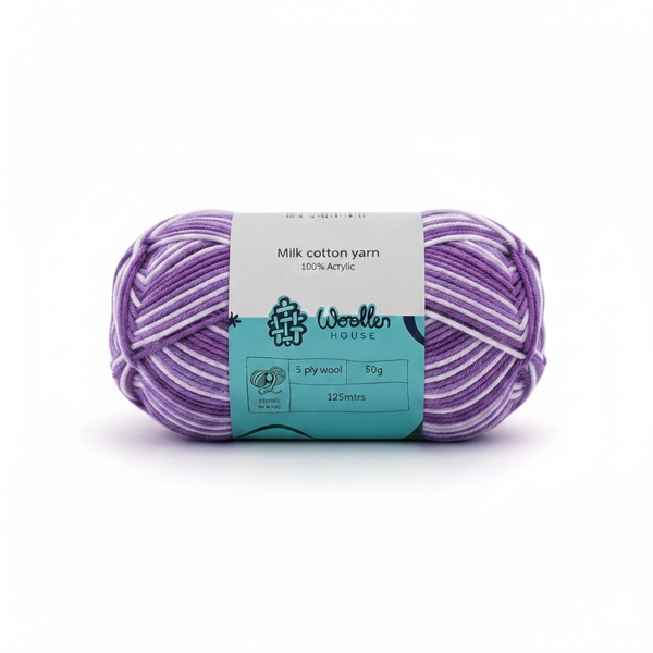 Milk Cotton Yarn 5 Ply - Multicolour Purple Shades 4534 | Woollen House