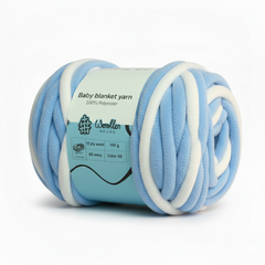 Baby Blanket Yarn by Woollen House -  Blue&White 6023