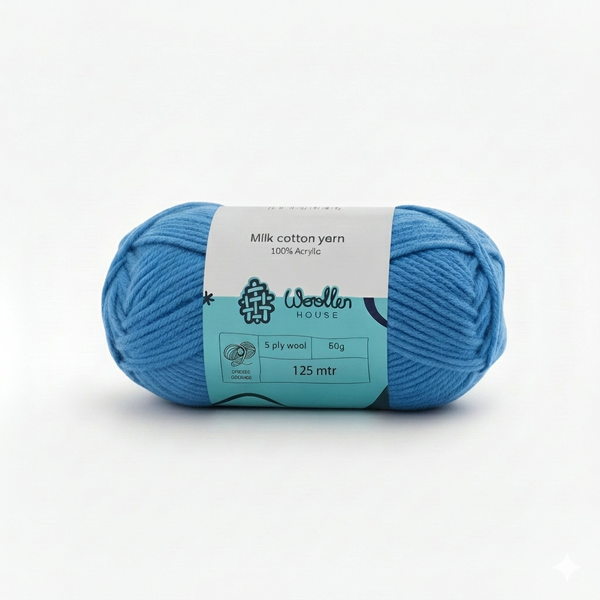 Milk Cotton Yarn 5 Ply - Blue 4525 | Woollen House