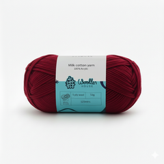 Milk Cotton Yarn 5PLY by Wollen House - Dark red 4529