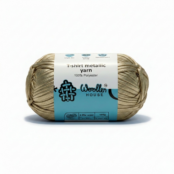 Metalic T-Shirt Yarn 6PLY by WoollenHouse - Steel Gold 5209