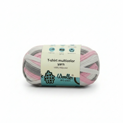 Multicolour T-Shirt Yarn by WoollenHouse - WhiteGery & Baby Pink 5809