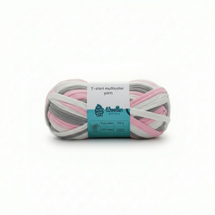 Multicolour T-Shirt Yarn by WoollenHouse - WhiteGery & Baby Pink 5809