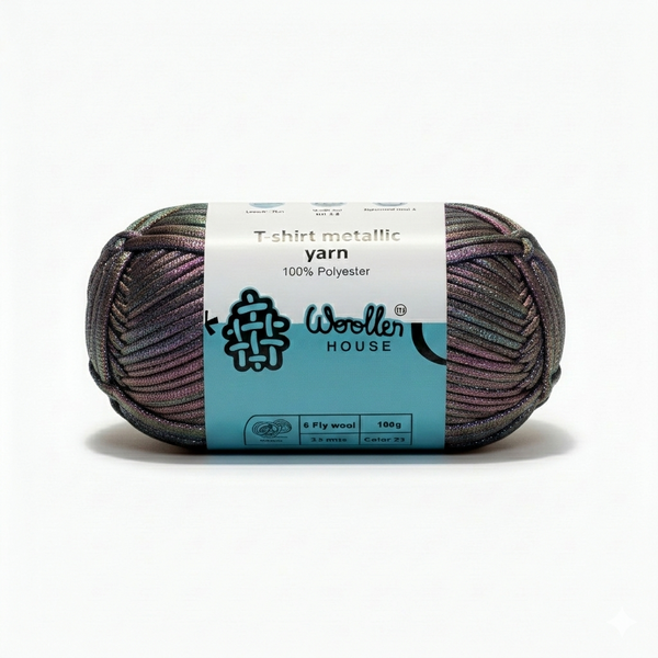 Metalic T-Shirt Yarn 6PLY by WoollenHouse - Multicolour Gray Shades 5221