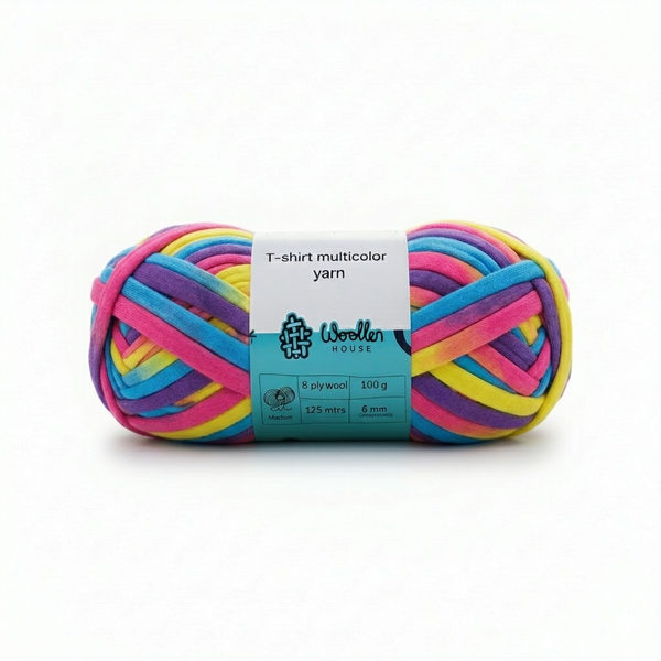 Multicolour T-Shirt Yarn by WoollenHouse - Rainbowcolour 5808