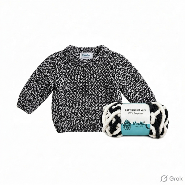Baby Blanket Yarn by Woollen House - Black & White 6027
