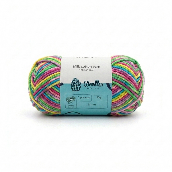 Milk Cotton Yarn 5 Ply - Multicolour 4538 | Woollen House
