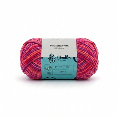 Milk Cotton Yarn 5 Ply - Multicolour Pink Shades 4536 | Woollen House
