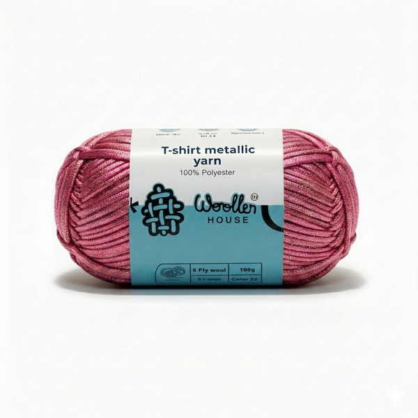 Metalic T-Shirt Yarn 6PLY by WoollenHouse - Sparkle Pink 5223