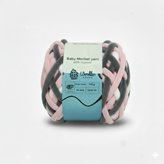 Baby Blanket Yarn by Woollen House  -  Greywhite & PInk 6012