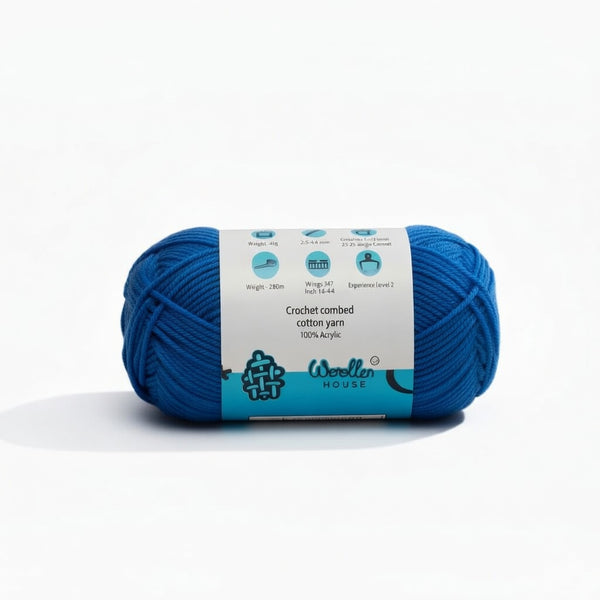 Crochet Combed 4PLY Yarn by Woollen House - Ocean Blue 7208